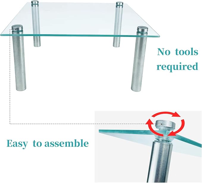3 Pcs Square Tempered Glass Cake Stands Set 8 10 13 Inch Cupcake Display Stand Plate for Dessert Table Serving Platter