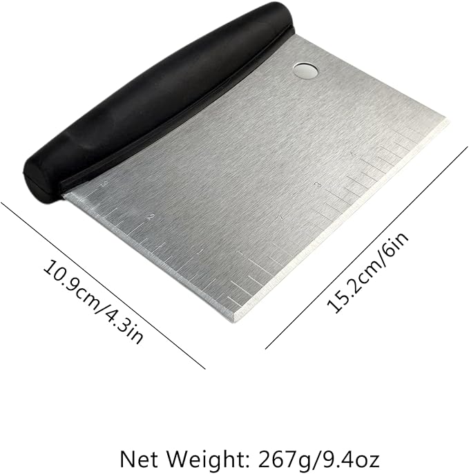 YBTMG Multipurpose Stainless Steel Grill Scraper for Outdoor Grill, Flat Top BBQ Scraper for Blackstone Griddle, Dough Scraper Cutter with Hanging Hole and Scale Mark