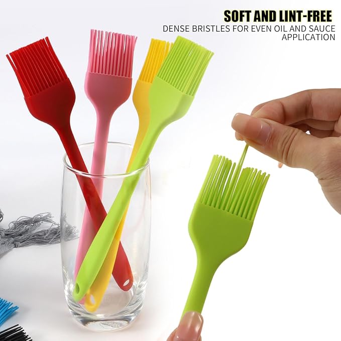 8 Pcs Silicone Basting Brush 230℉ Heat Resistant BPA Free Silicone Marinading Meat Grill Basting Pastry Brush for Oil Butter Sauce Sausages Desserts Turkey Baster Grill Barbecue