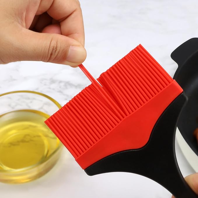 Large Wide Head Basting Brush, Food-Grade Silicone Durable Steel Core Heat Resistance Removable Silicone Brush Head, Dishwasher Safe Hanging Hole Cooking Brush for Baking Glazing Barbecue Sauce