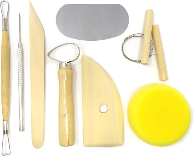 Honbay 8-Piece Wooden Pottery Clay Wax Tool Kit Carving Sculpting Modeling Tool Set