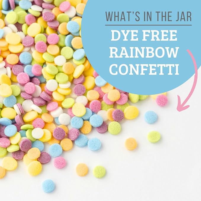 Sweets Indeed Dye Free Rainbow Sprinkles, No Artificial Dyes, Edible Sprinkle Mix, Perfect for Cake Decorations, Baking, Ice Cream, Cookies, Cupcake Topper (Dye Free Confetti Circle)