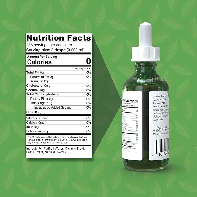 SweetLeaf, Sweet Drops Liquid Stevia Sweetener, SteviaClear, 2 oz (Pack of 2)