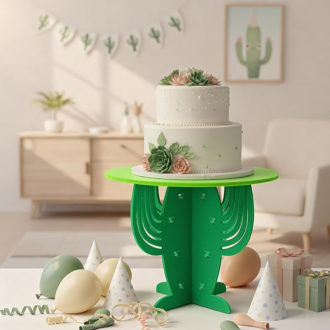 Lallisa 12" Cactus Cake Stand Mexican Cupcake Stand Holder Fiesta Party Western Cowboy Theme Cake Holder Decorations Cinco De Mayo Prop Hawaiian Party Favor Supplies