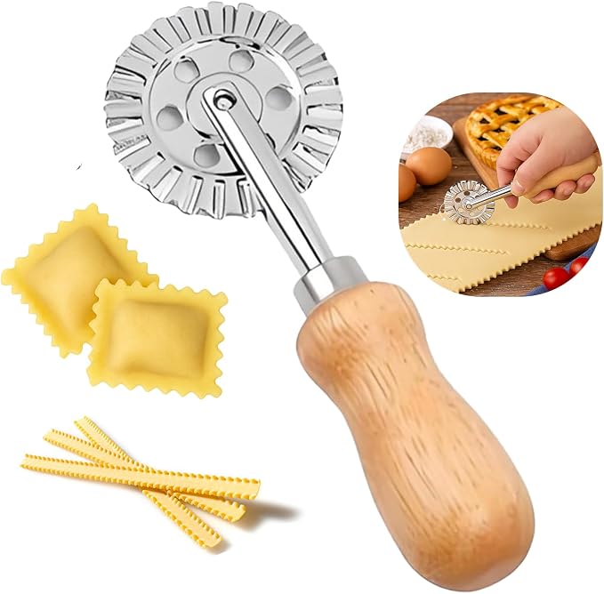 Pastry and Pasta Wheel 1.9 inch – Dough Crimper Ravioli Dumpling Pierogi Cutter – Multi-Purpose Tool for Pizza Baking Cooking and Homemade Meals