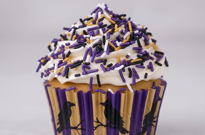 NCS Baltimore Game Day Black, Purple, Gold & White Jimmies Edible Sprinkles – Cupcake, Cake & Cookie Decorations, 7 oz