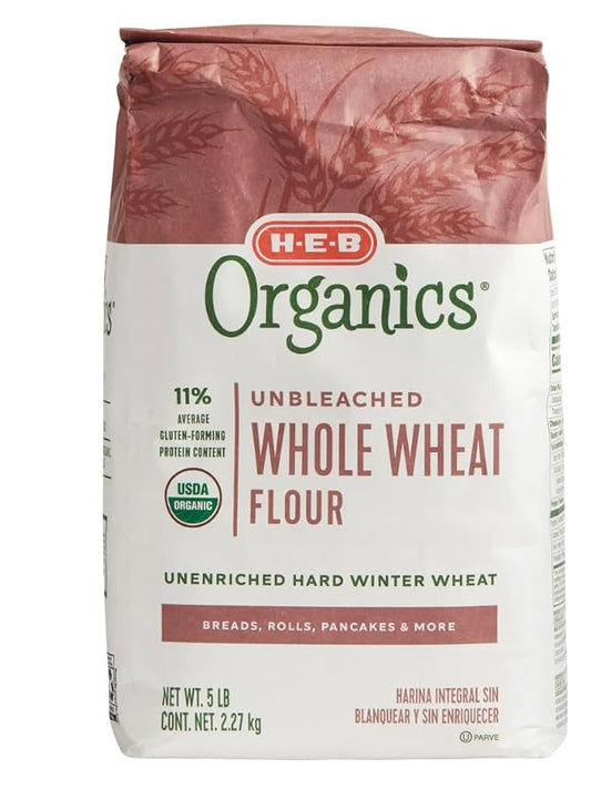 H-E-B Organics Unbleached Flour - 1 bag (5 lbs, Whole Wheat Flour)