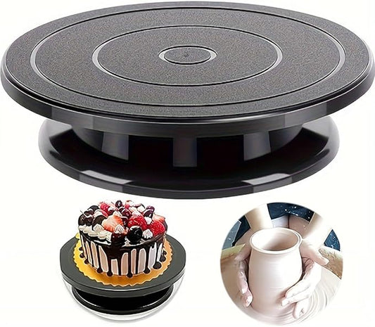 Cake Turntable, 11''Cake Stand Decorating Bakery Supplies, Turnable Black Painting Turn Table Stand for Pastries, Cupcakes and Cake Decorations(Black) (Black Small turntable 1PCS)