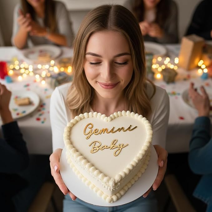 Gemini Cake Topper – Zodiac Birthday Decoration for Gemini Season, Horoscope Party Supplies for Baby or Adult Birthday (gemini baby golden)