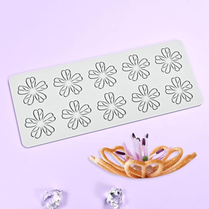mostsom Silicone Five-Leaf Shape Fondant Molds Chocolate Mould for Cake Pastry Decor Baking Gumpastes Moulds Decoration Sugar Lace Mat (H_ Five-Leaf)