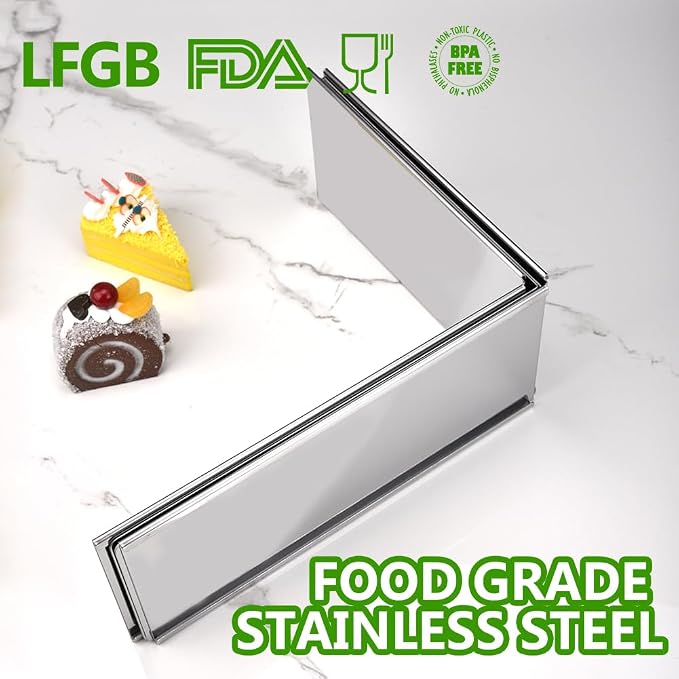 Rectangular Shaped Cake Ring Mold Stainless Steel Heavy Duty Adjustable Tiramisu Pan Big Size Extensible Pastry Mould Form for Baking - 10 x 7 x 4 inch