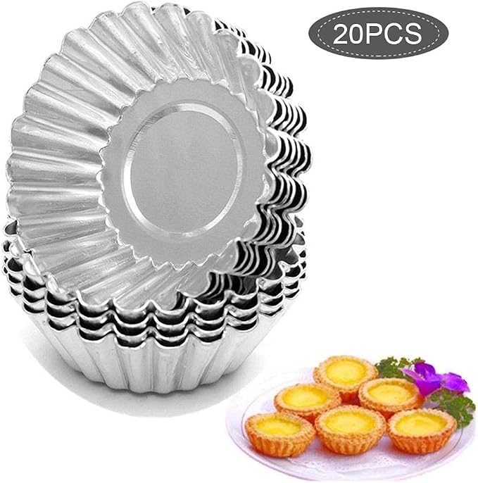 JTLB Egg Tart Mini Aluminum Cake Muffin Tins Pans Non Stick Cupcake Kitchen Reusable Baking Tools (20*Egg Tart Mo LDS)