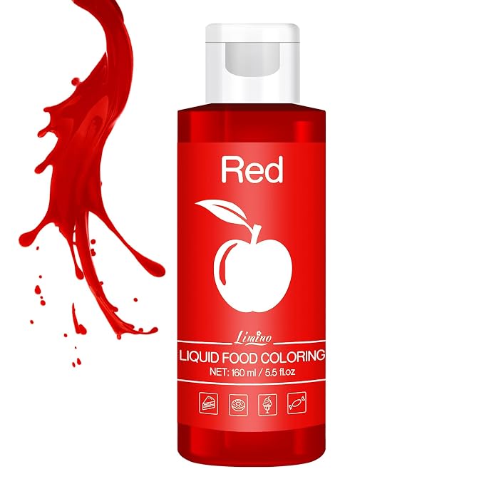 Food Coloring - Vivid Food Coloring for Baking, Cake Decorating, Cookie, Fondant, Macaron - Liquid Tasteless Food Color Dye for Airbrush, DIY Slime Making and Crafts - 6 fl.oz / 160ml (Red)