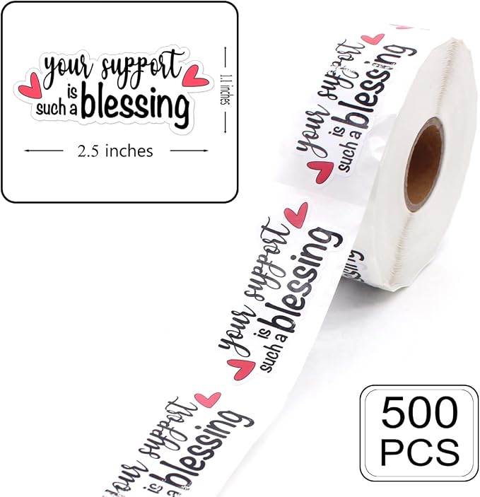 Your Support is Such a Blessing Stickers,Small Business Online Retailers Order Thank You Stickers,Thanks for Your Support Paster, Mail Envelopes Shipping Supplies 500 PCS