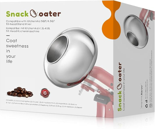 Aieve Snack Coater Compatible with KitchenAid Tilt-Head Stand Mixer, Chocolate Coating Attachment for Freeze-Dried Strawberries,Almonds,Pistachios & Nuts, Home & Commercial Use