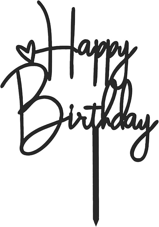 2pcs Black Happy Birthday Cake Toppers Acrylic Happy Birthday Cake Decorations Birthdays Decorations Birthdays Cakes Supplies for Celebrating Anniversary Party