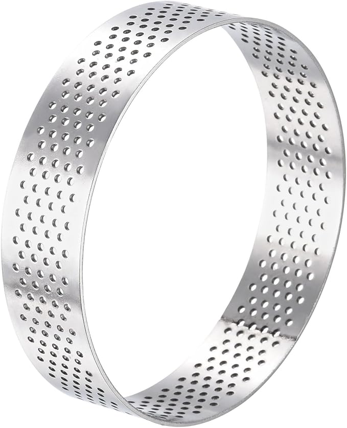 uxcell Stainless Steel Small Cake Rings, Perforated Cake Mousse Ring Kitchen Baking Heat-Resistant 3.1" Diameter, 0.8" Height,for Cake Dessert Biscuit Chocolate, Silver