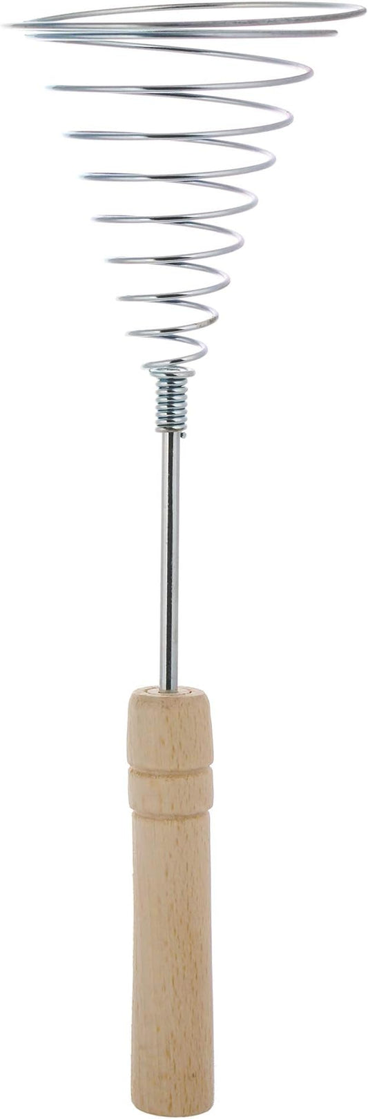 Stainless Steel Spring Coil Whisk 2 Pcs - Wire Whip Egg Whisk with Wooden Long Handle - Heavy Duty Whisks for Cooking