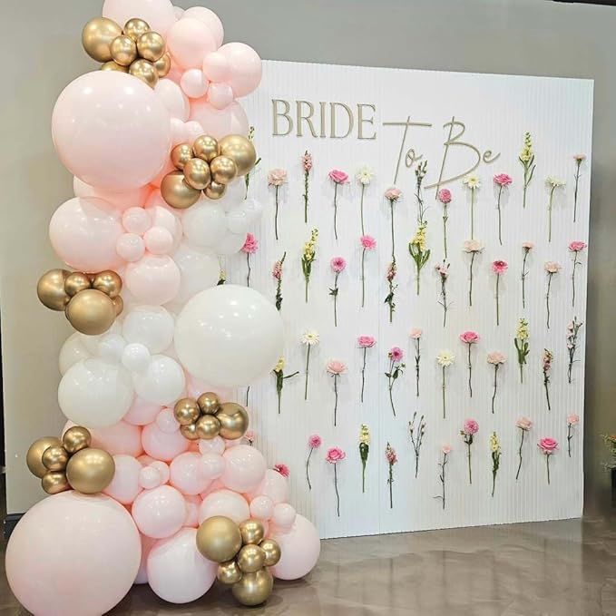 Pink and White Gold Balloon Arch Garland Kit 153pcs with Star, 22 18 12 10 5in Different Size Pink white Metallic Gold Confetti Balloons for Birthday Baby Shower Wedding Party Decorations