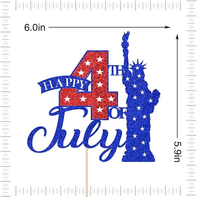 Happy 4th of July Cake Topper，Independence Day Cake Decor，America USA Patriotic Party Independence Day/Baby Shower/Birthday Party Decoration Supplies