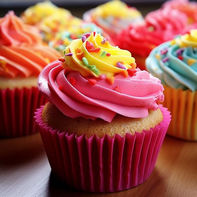 Jumbo Cupcake Liners 300 pcs Rainbow Muffin Liners No Smell,Food&Grade,Greaseproof Paper Baking Cups, Cupcake Wrappers for Party,Christmas by GoldenBakeryFamily