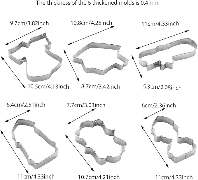 MrCookie Large Graduation Cookie Cutters,4in,6pc,Thickened Stainless Steel. | Sturdy stainless steel.6 shapes: bachelor(M/F),cap,gown,diploma,frame.For cookies,fruit,fondant,cake.2026 grad.
