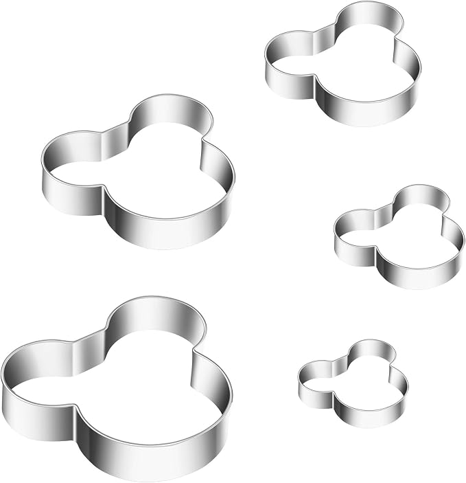 MrCookie Mouse Cookie Cutters Stainless Steel,5-Pack,2.12"-3.86". | Food-grade Thickened stainless steel,sturdy for cookies, sandwiches,cake,fruit.Great for DIY parties.No sharp edges.