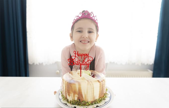 Red Happy Birthday Cake Topper Birthday Party Decorations Supplies