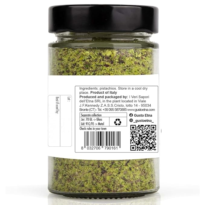 GUSTO ETNA Pistachio Flour, Sicilian Fine Chopped Pistachio Flour 2.8 oz | Ground Pistachio Powder for Baking and Desserts, Gluten-Free, High-Protein, Vegan, Non-GMO, Product Bronte, Italy