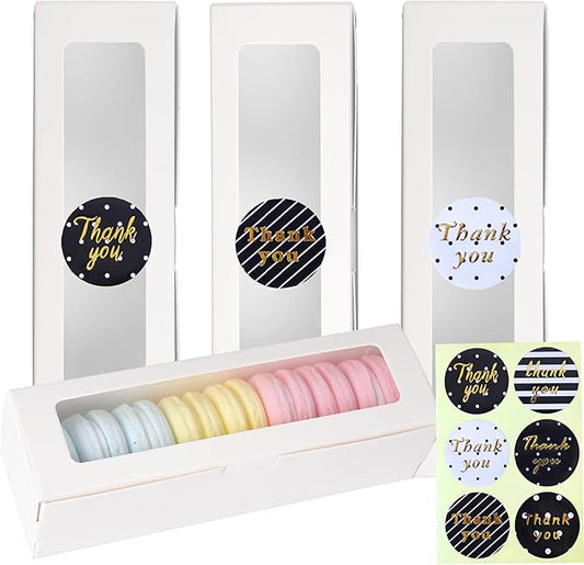 28 Pack Macaron Boxes with Clear Window Small Macaron Pastry Bakery Packaging Container for 6 Bakery Cocoa Truffle Dessert Wedding Gift
