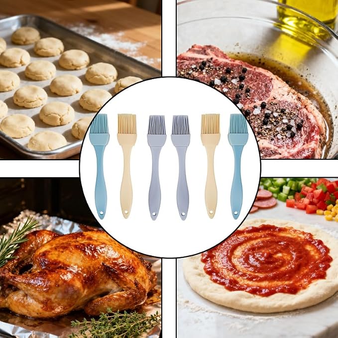 6 Pcs Silicone Basting Brush - Pastry Brushes for Cooking, Baking, BBQ Grilling, Sauce Brushing