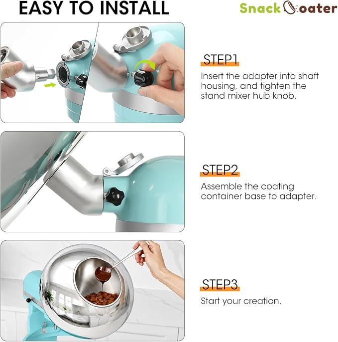 Aieve Snack Coater Compatible with KitchenAid Bowl-Lift Stand Mixer, Chocolate Coating Attachment for Freeze-Dried Strawberries,Almonds, Pistachios & Nuts, Home & Commercial Use, Gift for Father's Day