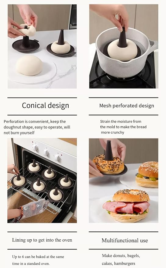 6-Cavity Silicone Donut & Bagel Pan Set, Non-Stick Doughnut Mold for Baking, Homemade Pastry Maker, Easy Clean Oven Safe