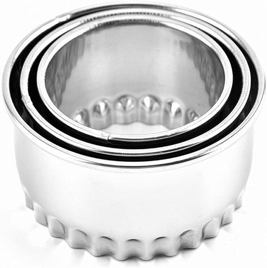 Cookie Cutters - Biscuit Cutters/Stainless Steel Dumpling Cutters/Cake Pastry Cutters/Cake Cookie Scone Cutters Molds stamps for Cooking Baking (3Pcs, Flower Edge)