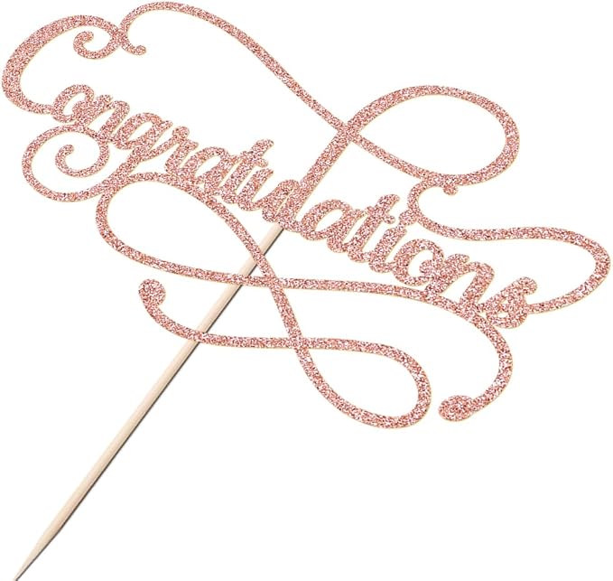 Congratulations Cake Topper,Congratulations 2026 Graduation Cake Topper,Graduation, Wedding, Retirement, Birthday, Anniversary, Celebration Party Decorations Supplies(Rose Gold)