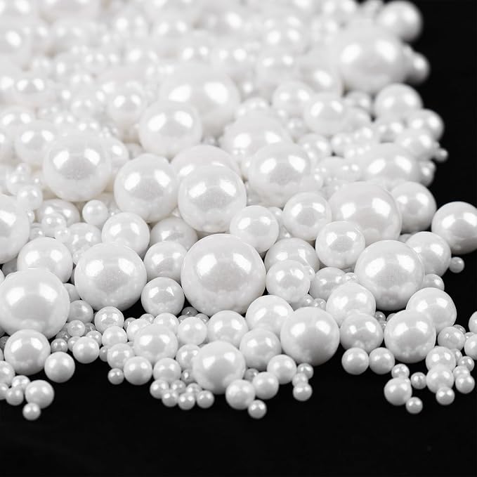 White Pearls Sprinkles for Cake Decorating 3.5 Ounces, Edible Sugar Candy Cupcake Topper, Cookies, Ice Cream Toppings Cake Decorations for Wedding Party Anniversary