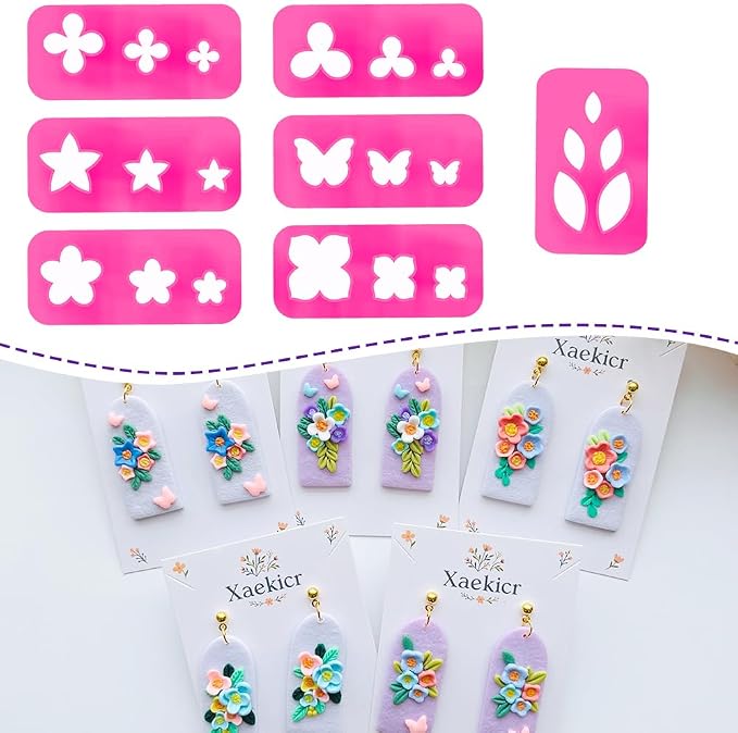 Xaekicr Floral Polymer Clay Cutters Set – Molds and Clay Cutters for Polymer Clay, Decorative Clay Earring Tools