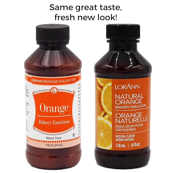 LorAnn Oils Orange Bakery Emulsion: True Essence, Ideal for Boosting Fruit Tones in Cakes, Cookies & Desserts, Gluten-Free, Keto-Friendly, Extract Substitute Essential for Your Kitchen, 4 Oz, 4 Pack