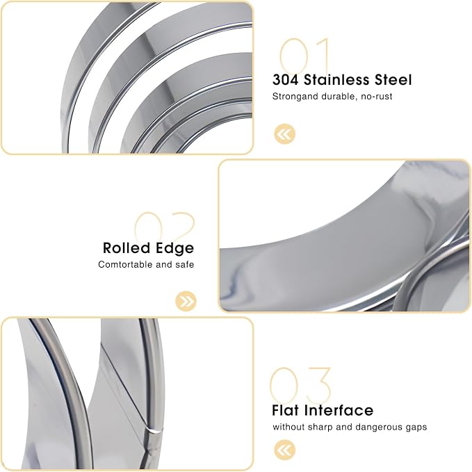 6 PCS Round Cookie Cutter Set, Stainless Steel Circle Biscuit Cutters for Baking (2/3/3.5/4/5/6 In)