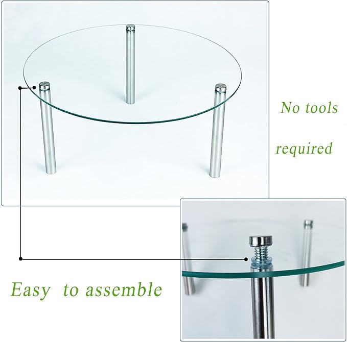 3 Pcs Round Tempered Glass Cake Stands Set 8 10 13 Inch Cupcake Display Stand Plate for Dessert Table Serving Platter