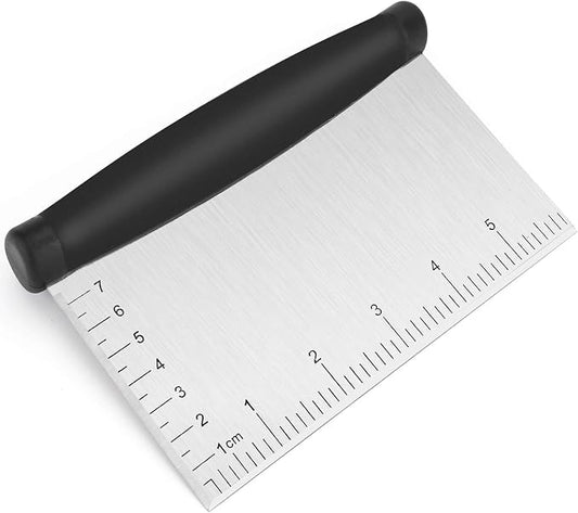 UUBAAR Bench Scraper & Chopper - 6 Inch Stainless Steel Dough Cutter with Contoured Grip, Multi-Purpose Kitchen Tool for Baking Cooking, Food Scraper Chopper & Pastry Knife