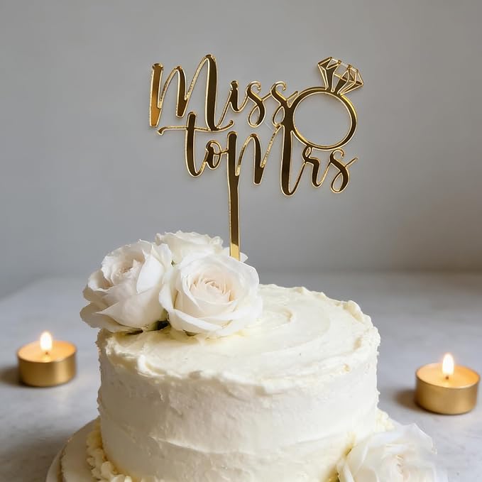 Acrylic Miss to Mrs Cake Topper, Wedding Bridal Shower, Mirror Acrylic Cake Decoration, Wedding Engagement Party Decoration