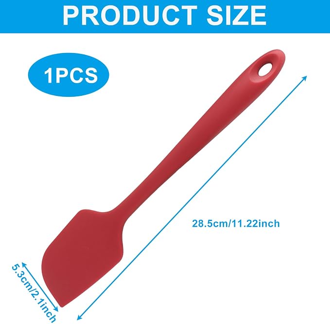 11in Heat Resistant Silicone Spatula,High Temp Flexible Kitchen Scrapers Food Grade Bowl Scrapers,Seamless Baking Supplies Scratch-Proof for Scraping Non-Stick Pans Cooking(Red1)