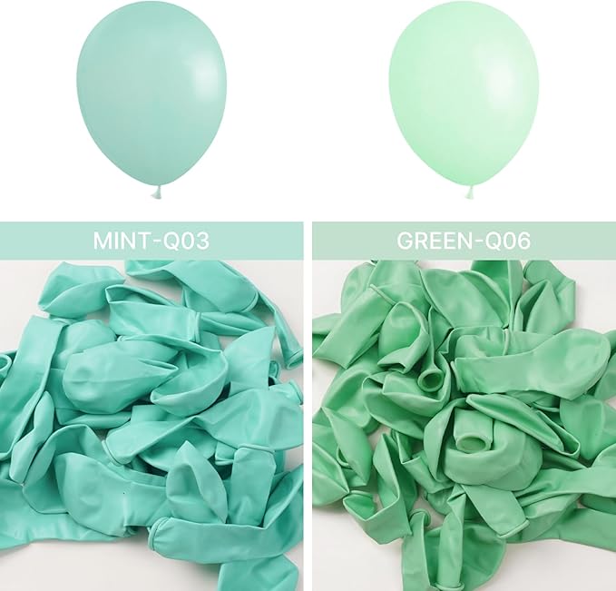 PartyWoo Mint Green Balloons 100 pcs Different Sizes Pack of 36 18 12 10 5 Inch Pastel Light Green Peppermint Balloon Arch Kit Garland for Graduation Baby Shower Birthday Party Decorations Green-Q06