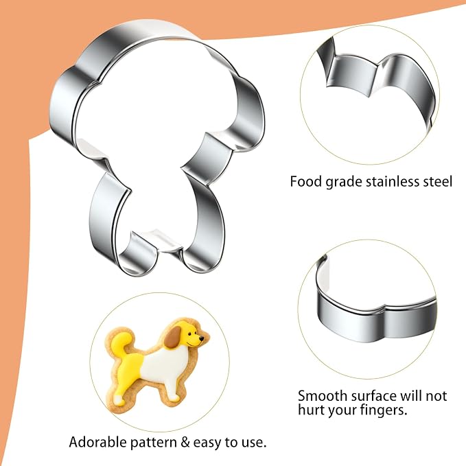 9 PCS Dog Cookie Cutters Set, Assorted Dogs Shape Stainless Steel Metal Cookie Cutters, Bone Dog Paw Corgi Labrador Shape Cookie Cutter Molds for Dog Theme Party Homemade Treats Baking