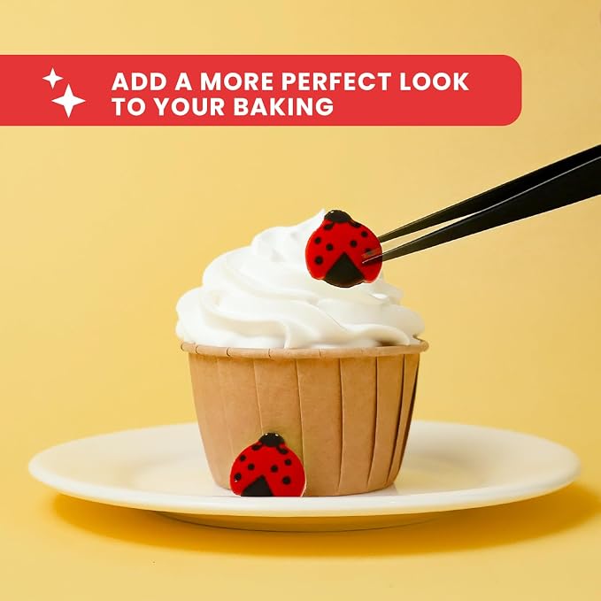 Edible Ladybug Cake Decorations, Royal Icing Ladybugs for Cupcake Topper, Edible Ladybug Sprinkles Sugar for Cakes Cookies Chocolate Macarons Baking Baby Shower Decoration, 49 pcs
