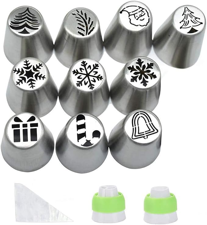 Christmas Russian Piping Tips Set – 24-Piece Frosting Nozzles with Storage Case, Compatible with Standard Couplers, Ideal for Cupcakes, Cookies & Cake Decorating