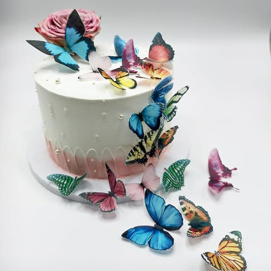 Wafer Butterflies Cake Cupcake Topper Decorating 20x - Edible Paper Cake Decoration for Birthday, Wedding, and Party Desserts