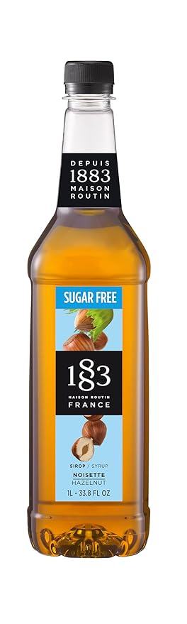 1883 Maison Routin Syrup for Drinks, Made In France (33.8 Fl Oz, Sugar-Free Hazelnut Plastic)