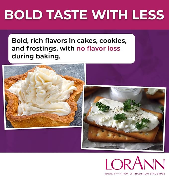LorAnn Oils Cream Cheese Bakery Emulsion: True Essence, Ideal for Boosting Fruit Tones in Cakes, Cookies & Desserts, Gluten-Free, Keto-Friendly, Extract Substitute Essential for Your Kitchen, 4 Oz